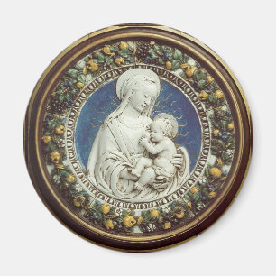 Aimant MADONNA AVEC ENFANT, ronde