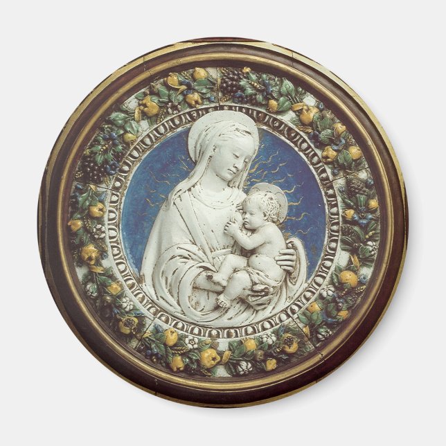 Aimant MADONNA AVEC ENFANT, ronde (Devant)