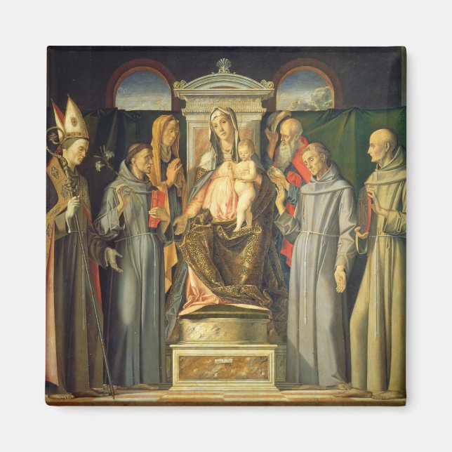 Aimant Madonna Enthroned, 1480 (huile sur panneau) (Devant)