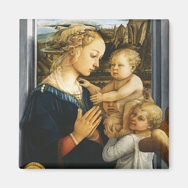 Aimant Madonna with child and two Angels, Filippo Lippi (Devant)