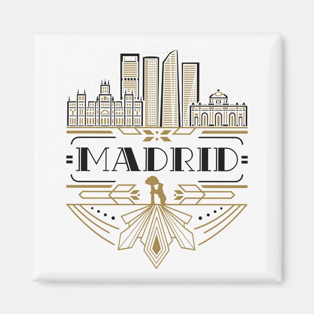 Aimant Madrid Espagne Art Déco Souvenir Esthétique (Devant)