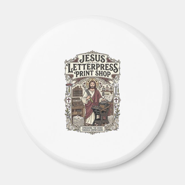Aimant Magasin d'impression Jésus Letterpress Jésus Lette (Devant)