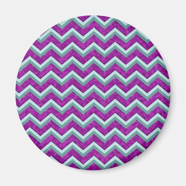 Aimant Magenta Foil et Turquoise ZigZag Motif (Devant)