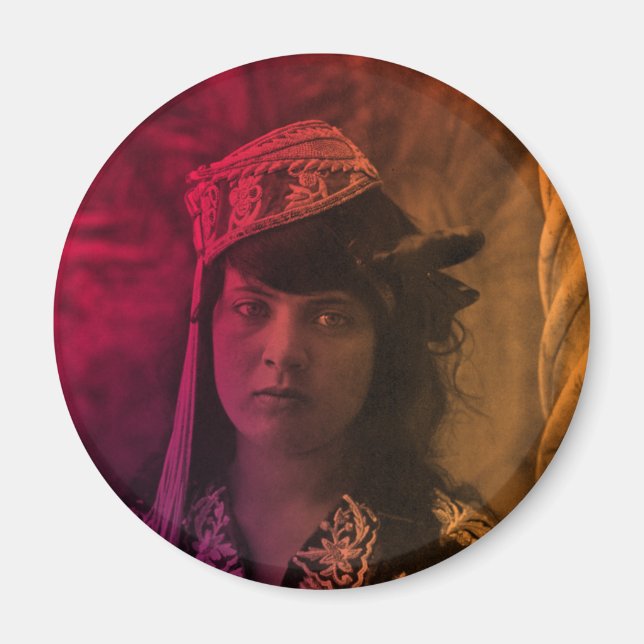 Aimant Maghreb coloré juif tunisien Djerba Girl Magne (Devant)