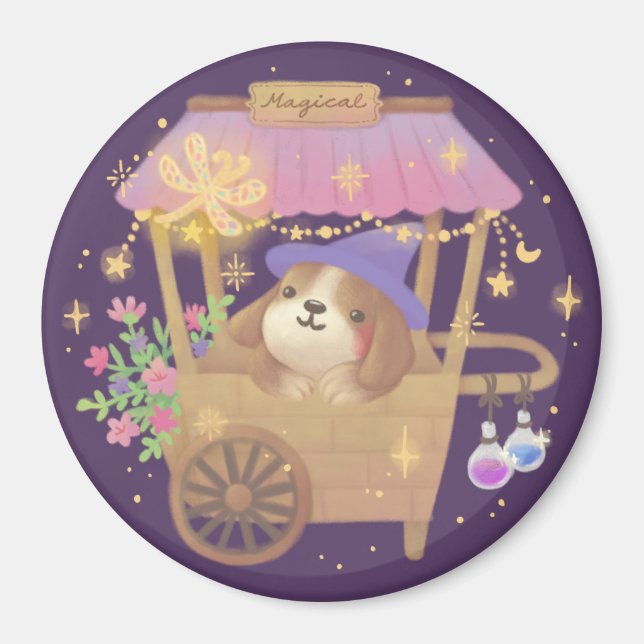 Aimant Magicien Chiot : Chariot de Vendeur Magique Vintag (Devant)