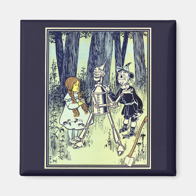 Aimant Magicien d'Oz vintage, Dorothy rencontre l'Homme d (Devant)