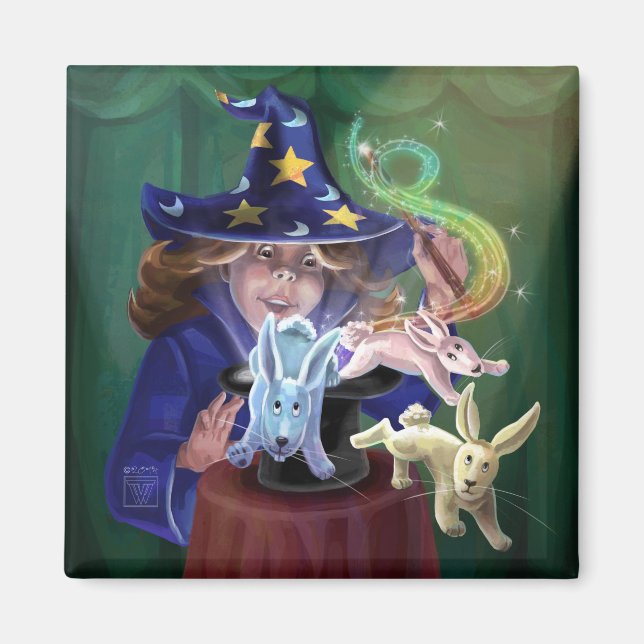 Aimant Magicien tirant des lapins d'un Casquette (Devant)