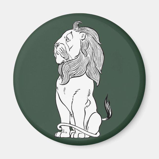 Aimant Magicien vintage de Oz, Lion peureux courageux (Devant)