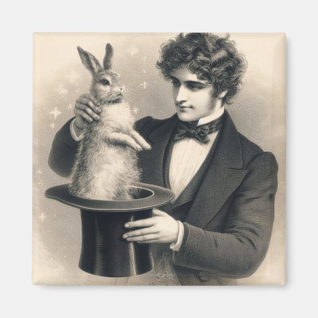 Aimant Magicien vintage et Bande magique de lapin (Devant)
