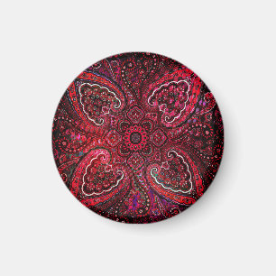 Aimant Magique Red Paisley sur fond noir
