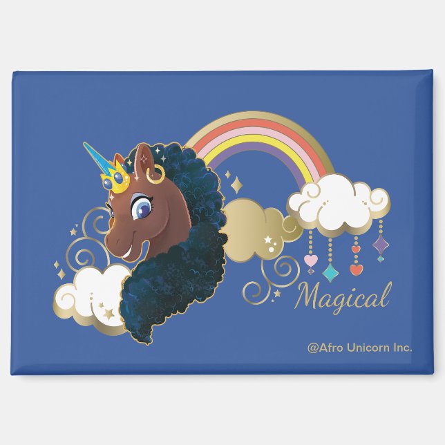 Aimant Magique Unicorn Arc en ciel et nuages Design (Recto)