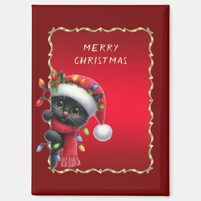 Aimant Magnat de Noël Black Cat (Recto)