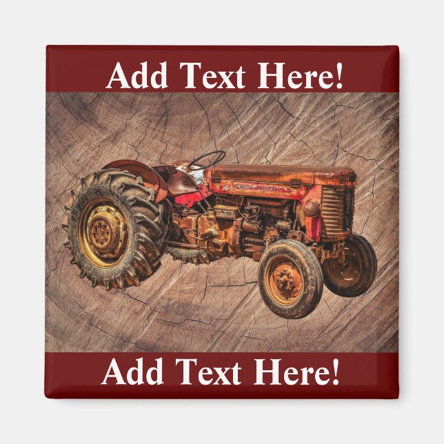 Aimant Magnat de tracteur rouge antique (Devant)