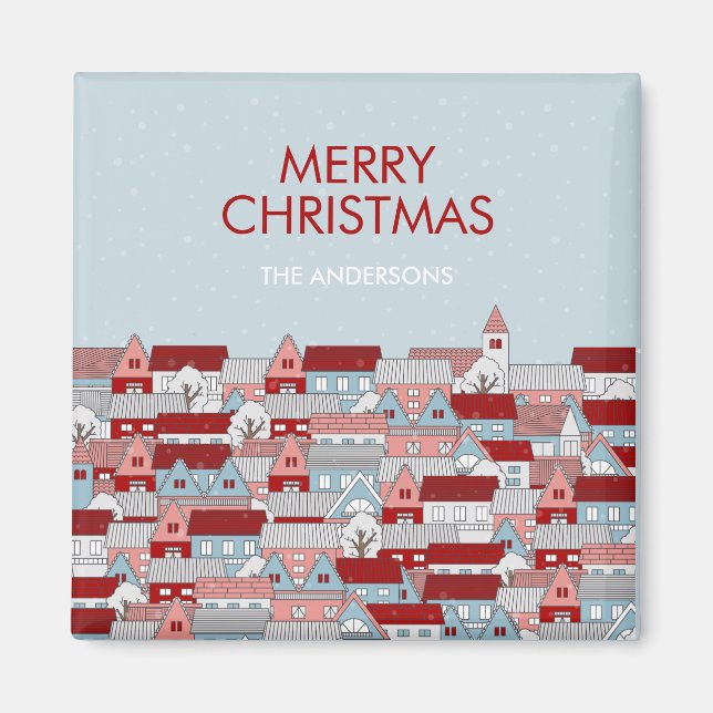 Aimant Magnat de vacances de Noël Village (Devant)