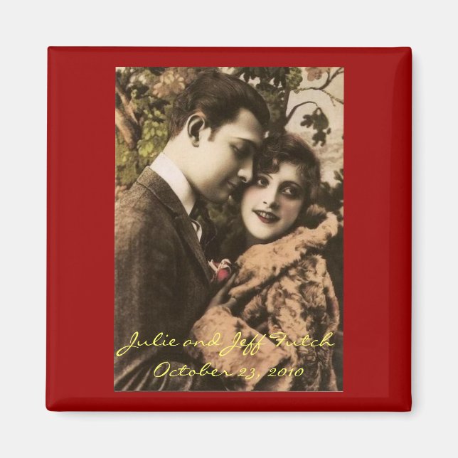 Aimant Magnat photo de couple vintage romantique (Devant)