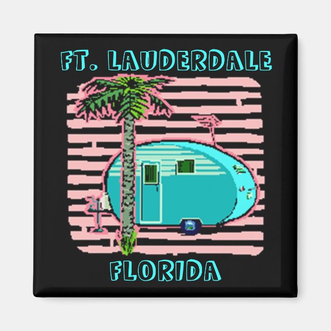 AIMANT MAGNET- CAMPING RÉTRO DANS UN TRAILER DE STYLE CAN (Devant)