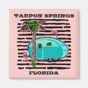 AIMANT MAGNET- CAMPING RÉTRO DANS UN TRAILER DE STYLE CAN