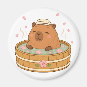 Aimant Magnét Capybara Mignon Sakura Onsen Fleur de Ceris
