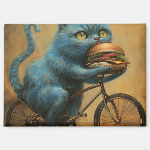 Aimant Magnet\Drôle de Chat Bleu à Vélo avec Géant 