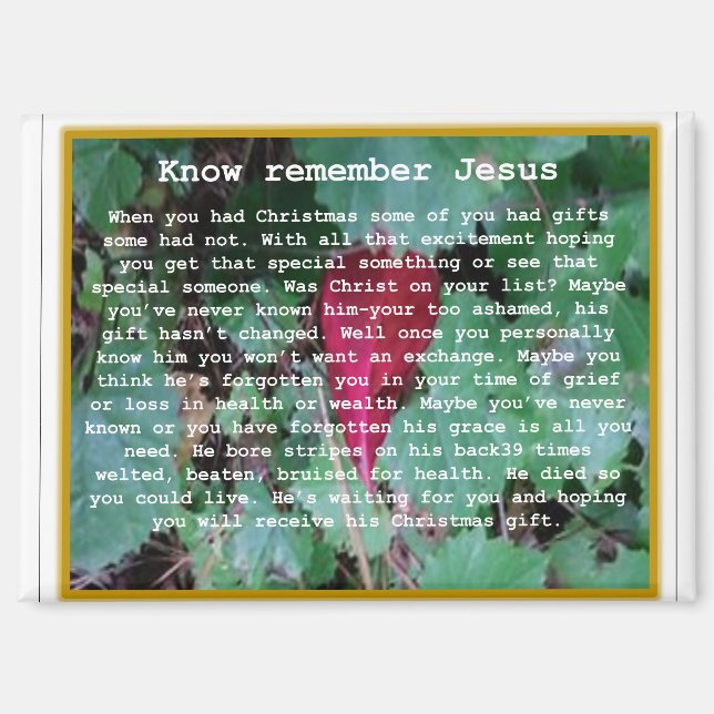 Aimant Magnet- Know Remember Jesus  (Recto)