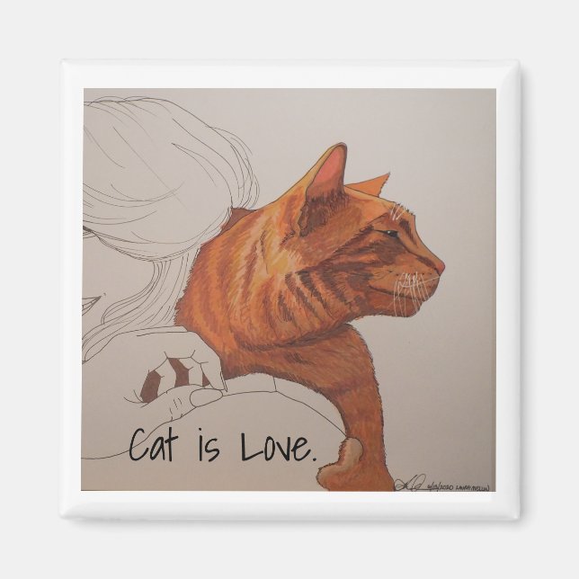 Aimant magnet: Le chat c'est l'amour (Devant)