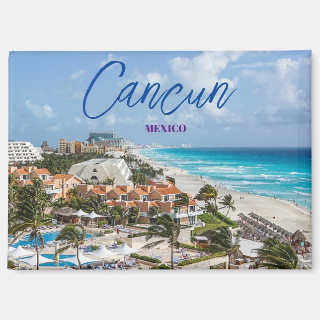 Aimant Magnét souvenir de voyage à Cancun au Mexique (Recto)