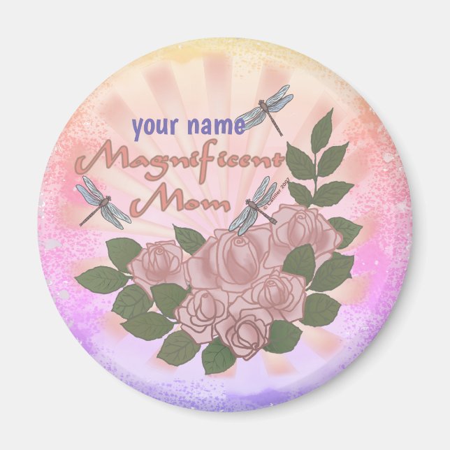 Aimant Magnificent Mom Roses custom name (Devant)