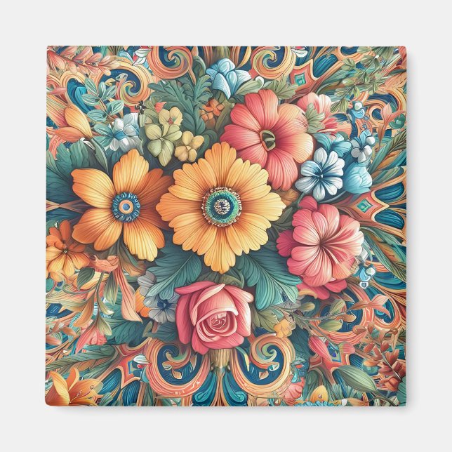 Aimant Magnifique bouquet de fleurs (Devant)