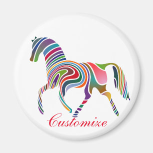 Aimant Magnifique cheval de couleur arc-en-ciel Thunder_C