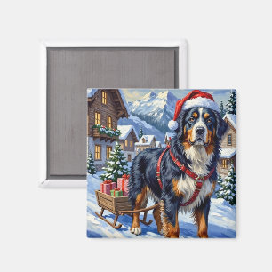 Aimant Magnifique chien de montagne bernois de Noël alpin