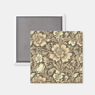 Aimant Magnifique motif floral sépia vintage