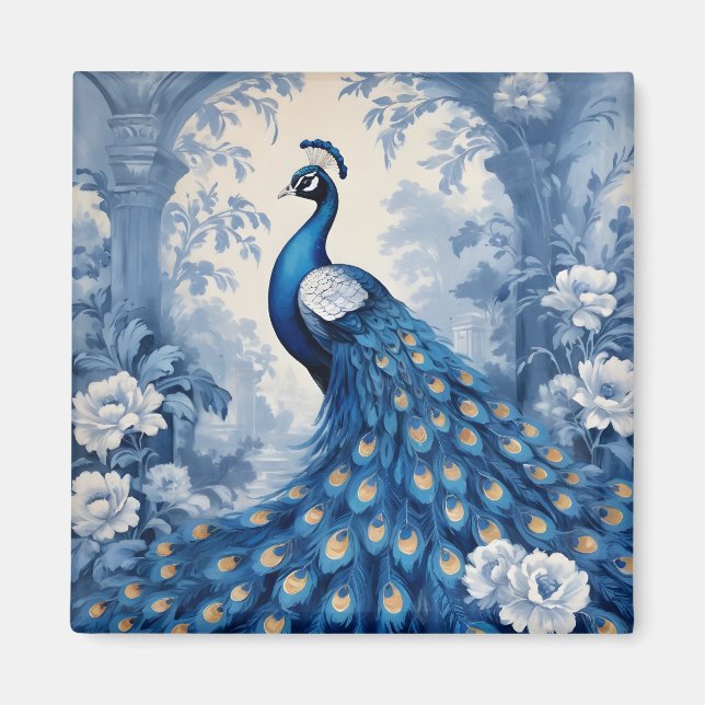 Aimant Magnifique paon bleu (Devant)