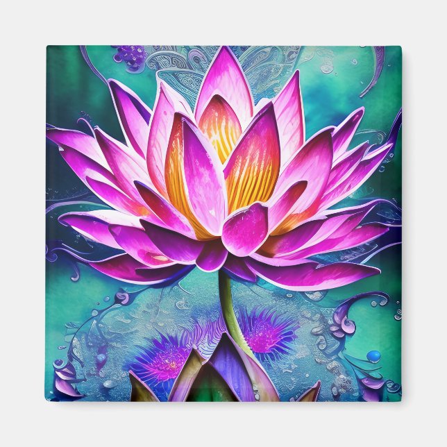 Aimant Magnifique Portrait rose Lotus Flower (Devant)