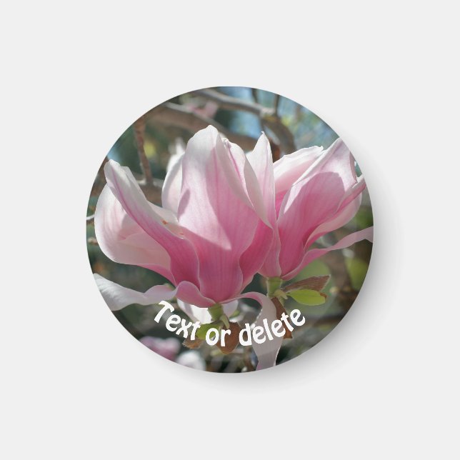 Aimant Magnolia rose personnalisé (Devant)