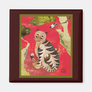 Aimant Magpie et tigre : Art populaire coréen