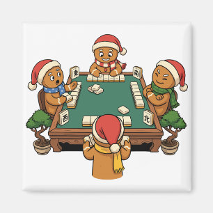 Aimant Mahjong amusant de Noël au pain d'épice chinois