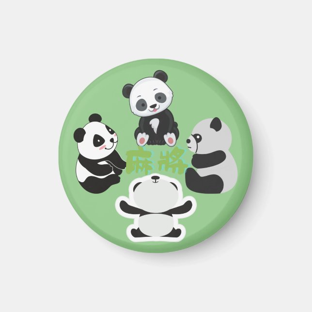 Aimant Mahjong Panda Cute Funny (Devant)