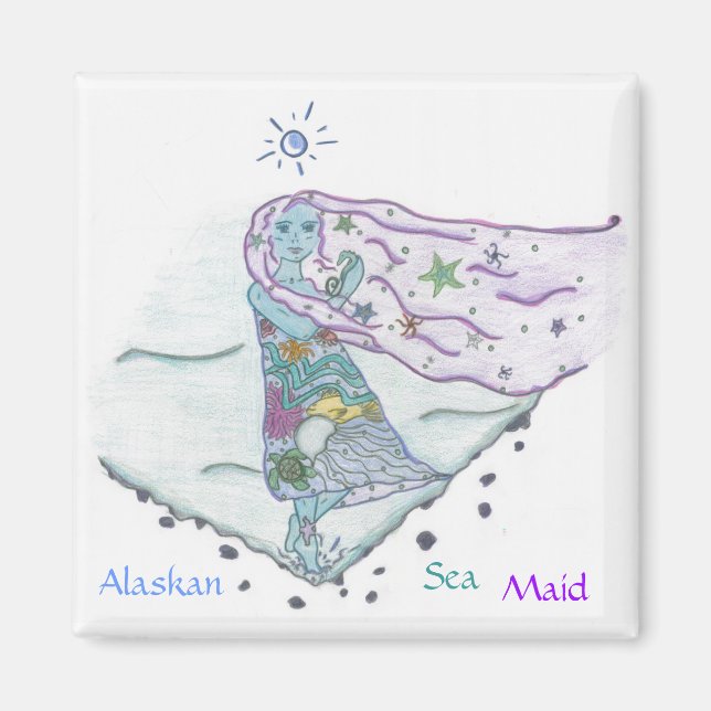Aimant Maid de mer de l'Alaska avec des créatures marines (Devant)