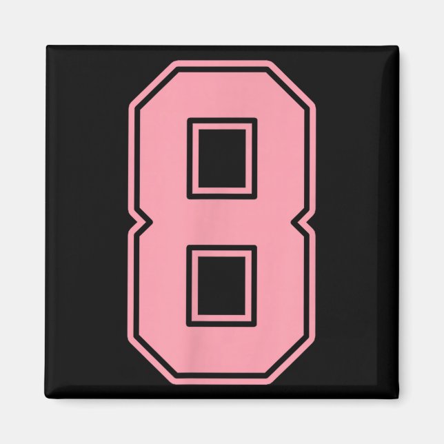 Aimant Maillot de joueur rose numéro 8 Uniforme #8  (Devant)