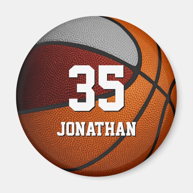 Aimant maillot de l'équipe de basket-ball gris de maron (Devant)