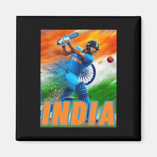 Aimant Maillot de soutien de cricket d'Inde - F de cricke (Devant)