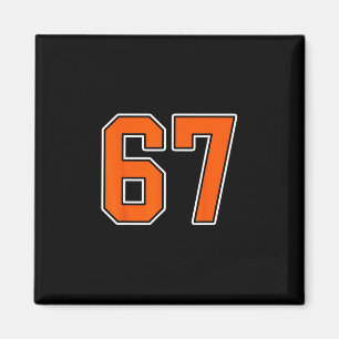 Aimant Maillot Orange Blanc Numéro 67 Joueur Uniforme #67