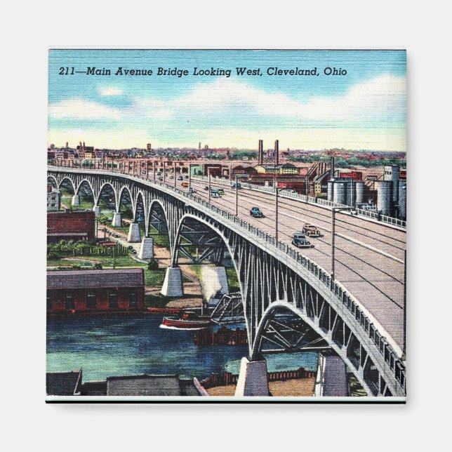 Aimant Main Ave. Pont, Cleveland, Ohio Carte Postale Vint (Devant)