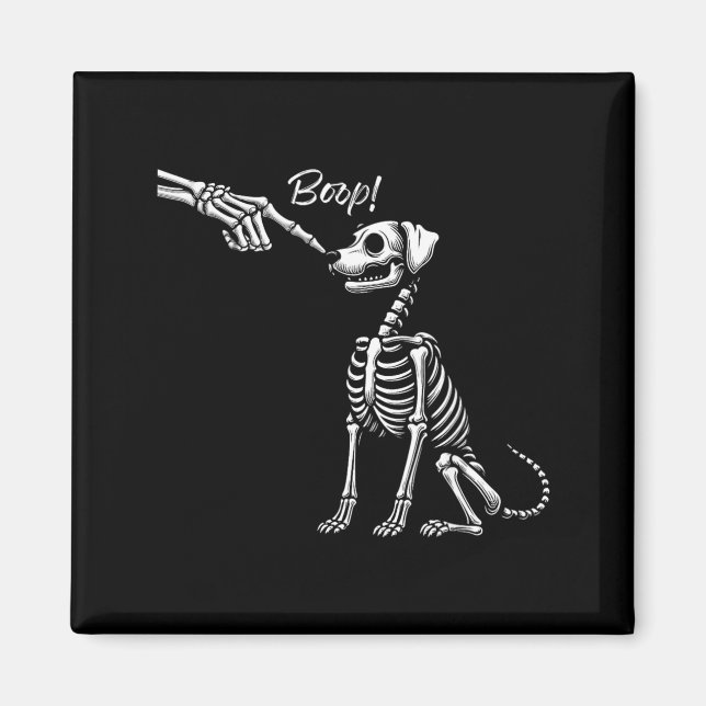 Aimant Main de squelette caressant un chien Chiot mignon  (Devant)