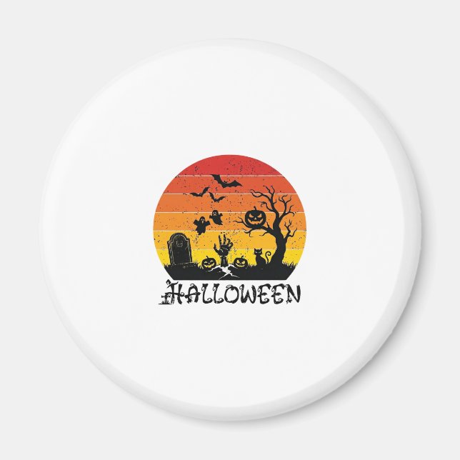 Aimant Main de zombie Halloween Pierre tombale Arbre Chat (Devant)