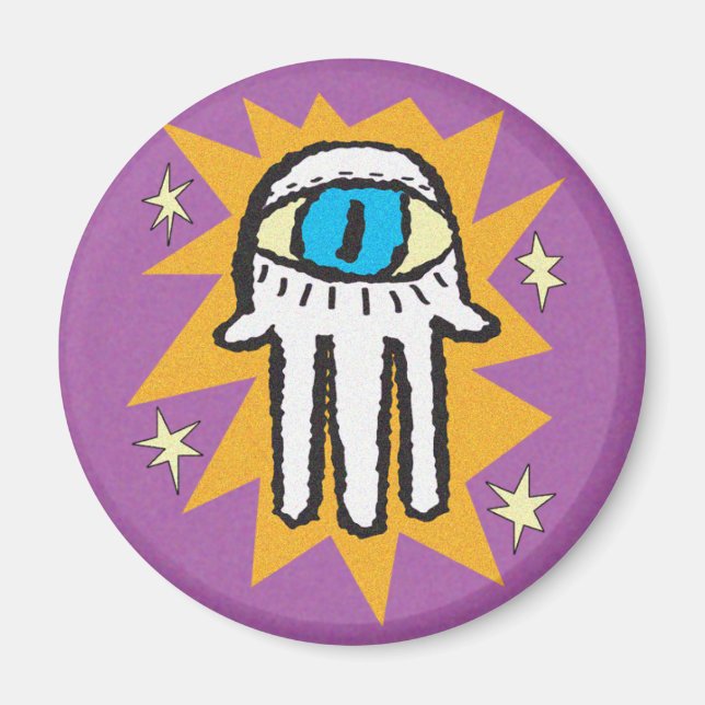 Aimant Main Hamsa de Dieu Or et pourpre (Devant)