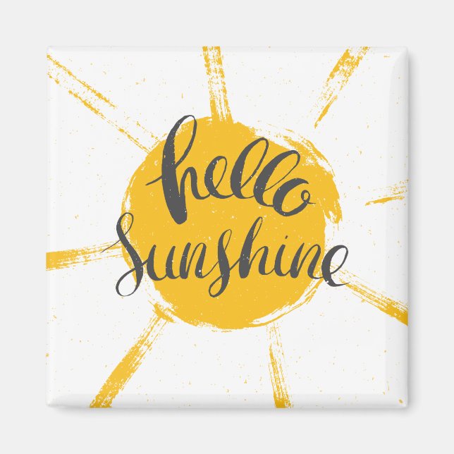 Aimant Main Jaune Dessinée Sun Hello Sunshine Image Texte (Devant)
