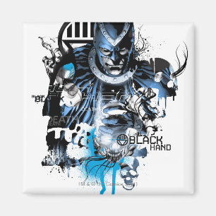 Aimant Main noire - collage bleu