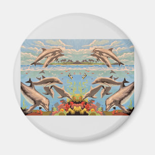 Aimant Main Painted by Number   Dolphins  