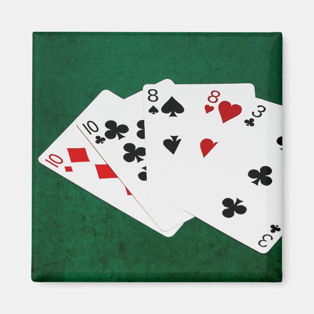 Aimant Mains de poker - Deux paires - dix, huit (Devant)